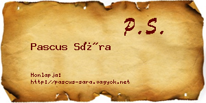 Pascus Sára névjegykártya